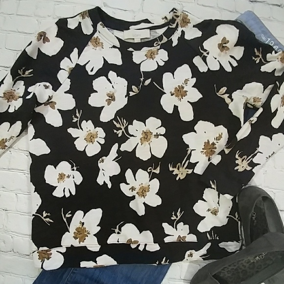 Loft Slate Gray Floral Top - Picture 3 of 7